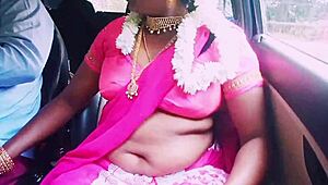 indian housewife in saree cheats with boyfriend during car romance, sharing telugu dirty talks and passionate sex story