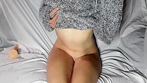 Watch this babe in her fleece jacket solo with a dildo until she orgasms.