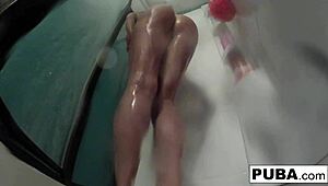 Nikita von james enjoys a relaxing shower in the bathroom