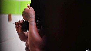 this sexy bitch caught a black dude peeping and decided to fuck his big black cock