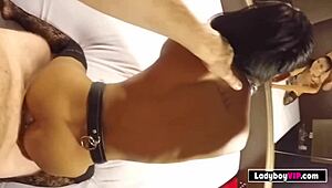 Thin Asian ladyboy chick rough bareback fucked