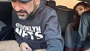 Hey, that naughty app driver caught the passenger jerking off behind her... 😏🚗