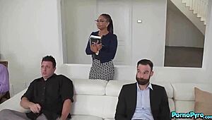 Cali caliente deepthroats and fucks big white cocks in gangbang