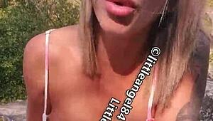 littleangel84 performs solo masturbation outdoors in the french countryside