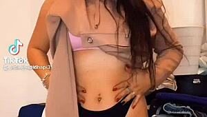 crossdresser teaches banana in see-through panties