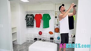 coach spies on tiny teen, licking her cute pussy