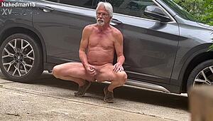 Nakedman15 Masturbates Publicly While Flashing His Cock