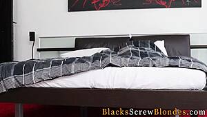 Blonde Slut Rides Massive Black Pole!