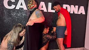 Halloween Party Orgy with Wet Pussy Licking and Big Cock Sucking