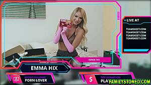 stepdaughtemma hix playing with her pussy as she unboxes some of her fans gifts for the live cam