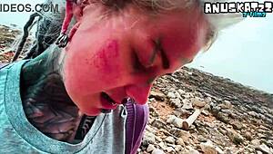 Public Blowjob Ends With Big Cum Load On Face