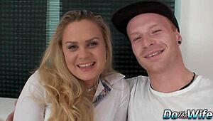 Cuckold feels intense jealousy watching wife Barra Brass fuck young stud.