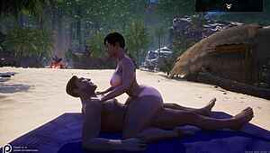 Wild life - big ass tanned big tit curvy white milf jenny fucks big white dick yason on the beach she cant handle that big dick and squirts all over it