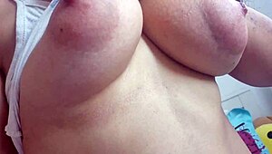 sexy brunette loves to masturbate and touch her big natural tits