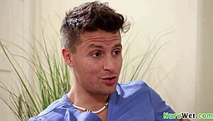 Big ass short hair blondie adira allure enjoys wet nuru massage revealing her pink bald pussy with jay romero