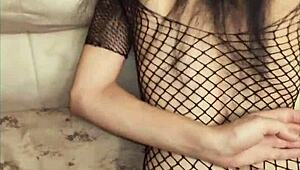 Mature wife's ass trembles in stockings