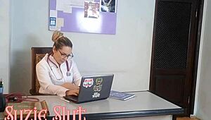 Horny doctor milf Suzie gives her remedy to cure the young guy