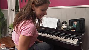 Brunette maya rue spreads legs for stud, inviting intense pov fucking.