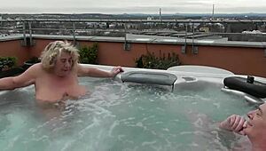 outdoor public hot tub relaxation