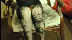 crossdresser maria in black nylon panty and high heels