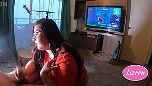 blowjob as he wins in fortnite game