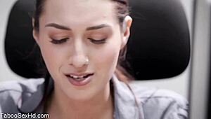 hot long-legged brunette rides her boss hard 😈