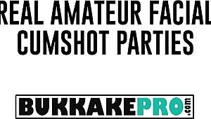 brunette cum spattered bukkake