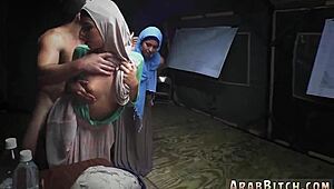 Cute teen sneaks into the army base and orgasms with an old arab soldier!