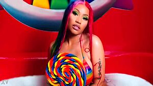 Nicki Minaj indulges in masturbation with her sexy big tits and nude redhead body.