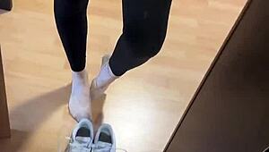 Girl's smelly socks fetish in the morning