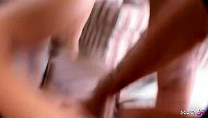 Nymphomaniac teen swallows sperm and seduces guys for group sex