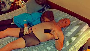 Granny Nurse in Costume Sucks Cock for New Year.