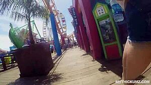 Oily thickum shakes her ass on big white dick