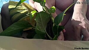 regando minhas plantas toda pelada na varanda para quem quiser ver - parte 02-