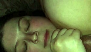 watch me cum on my wife's huge 42f tits in slow handjob?