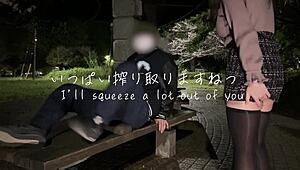 Outdoor park encounter with stranger leads to creampie sex in public