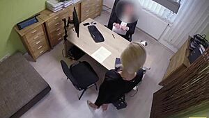 Loan4k sex casting is performed in loan office by naughty agent with teen blowjob and fucking