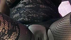 Ebony squirter achieves multiple orgasms with the powerful sex machine