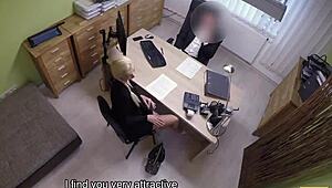Loan4k sex casting is performed in loan office by naughty agent with teen blowjob and fucking