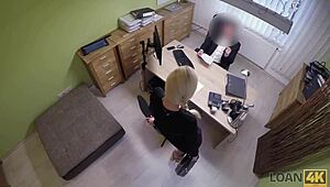 Loan4k sex casting is performed in loan office by naughty agent with teen blowjob and fucking