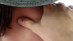 Hot stepmom teases and gives blowjob in public! Watch now?