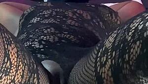 Ebony squirter achieves multiple orgasms with the powerful sex machine