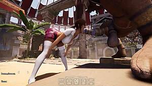 Ancient Statue Awakens To Fuck Lara In Arena With 1000 Spectators 3D Hentai