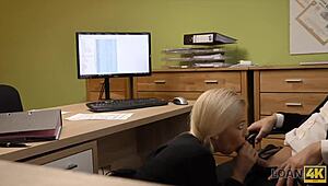 Loan4k sex casting is performed in loan office by naughty agent with teen blowjob and fucking