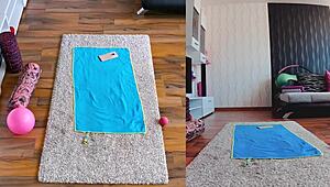 Intense dual cam naked yoga session with big ass