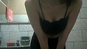 Asian teen with perfect body masturbates in hidden bathroom