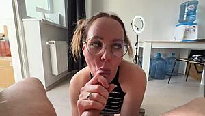 my horny step sister goes crazy for my cock in close-up