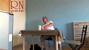 Naked waitress lets restaurant guest eat from her navel