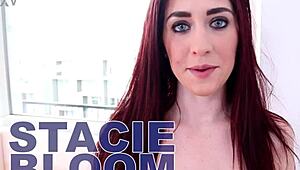 Stacie Bloom's first porn blowjob on big dick POV