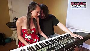 Petite Busty Green Eyed Beuty Cloe Suks a Big Cock and Swallos Cum